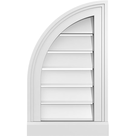 Quarter Round Top Left Surface Mount PVC Gable Vent W/ 2W X 2P Brickmould Sill Frame, 12W X 20H